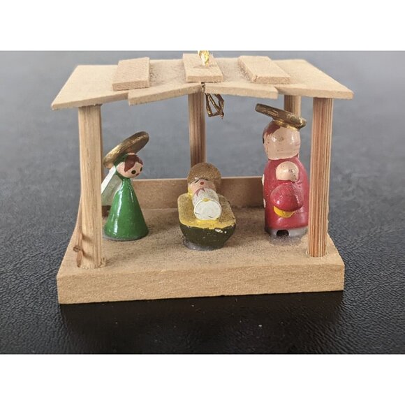 Vintage Wooden Nativity Ornament Baby Jesus Mary Joseph Angel Christmas - Picture 2 of 9